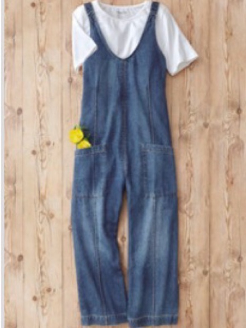 Coldwater Creek Blue Denim Overalls Jumpsuit M Petite NWT